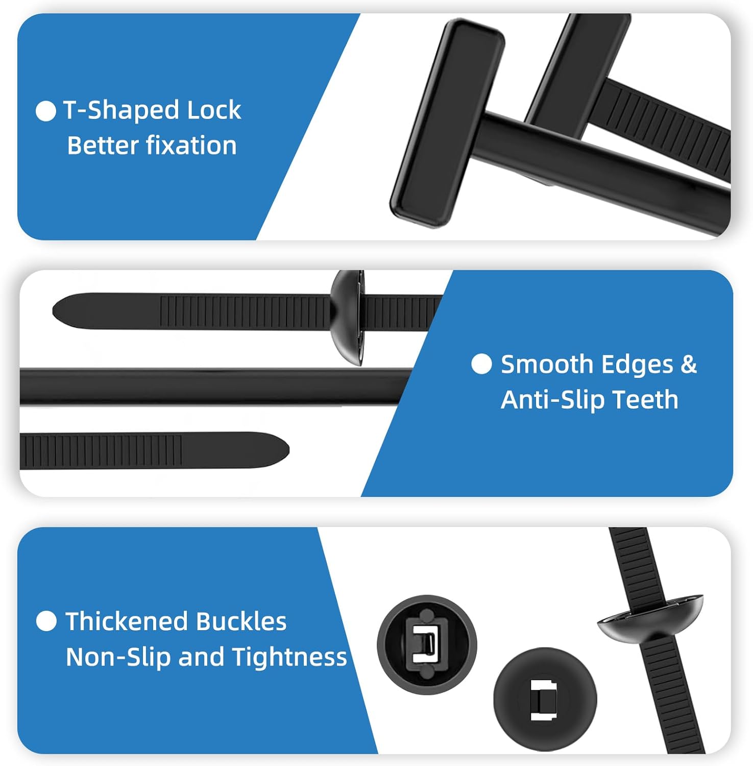 100PCS Nylon Universal Cable Tie Buckle - Grip Auto Zip Tie Buckles,Multipurpose Heavy Duty, Self-Locking Zip Tie with Pin & Button Design,UV-Resistant Fasteners for Car Repair