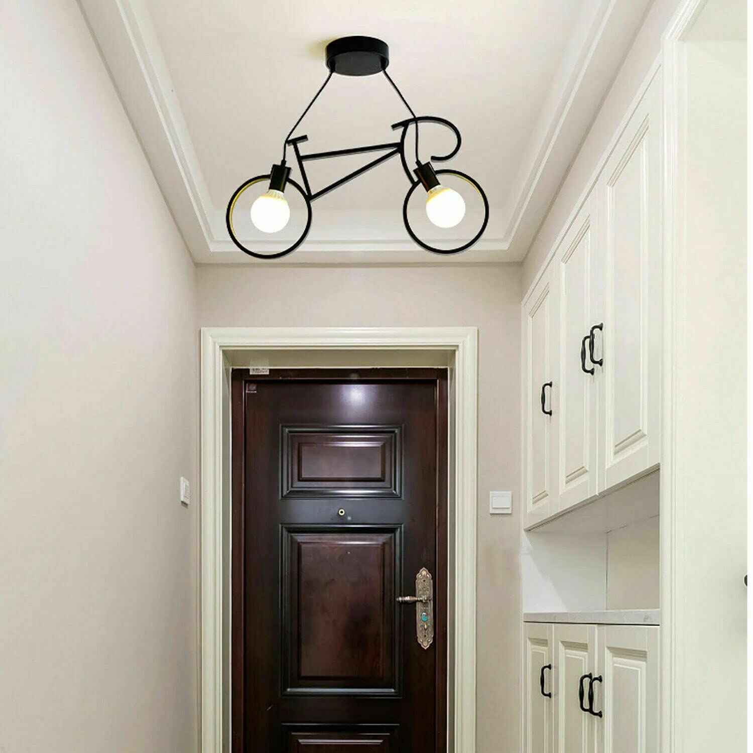 LEDSone Moderner Stil 2-Lichter Eisen Fahrrad Kronleuchter Verstellbar Hängende Fahrrad Anhänger Deckenleuchte Leuchte für Esszimmer Arbeitszimmer Flur Schlafzimmer Bar