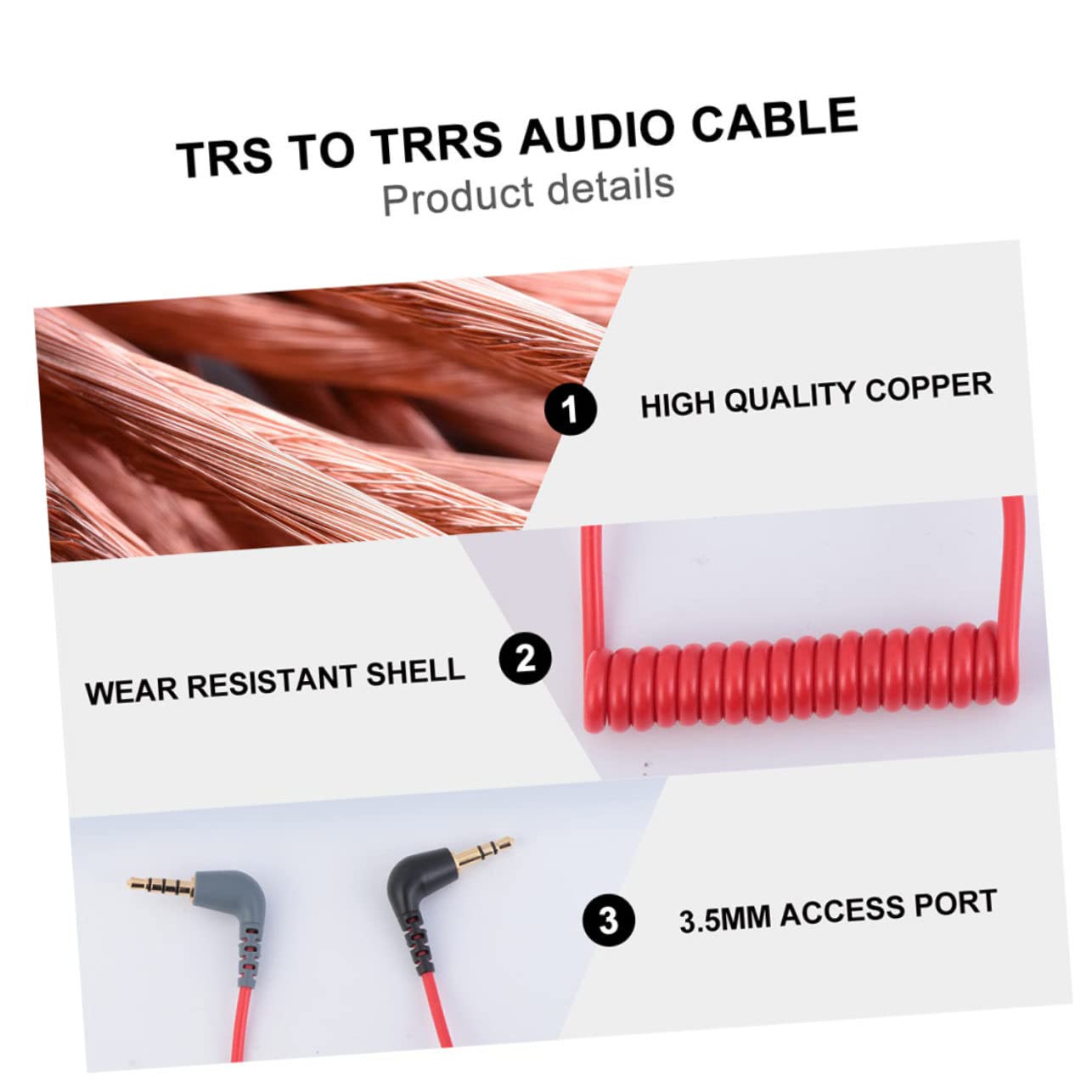 UKCOCO 6stücke Audioadapterkabel Rotes Audio-verbindungskabel Für Außenmikrofone Verlustfreier Langlebig Lang