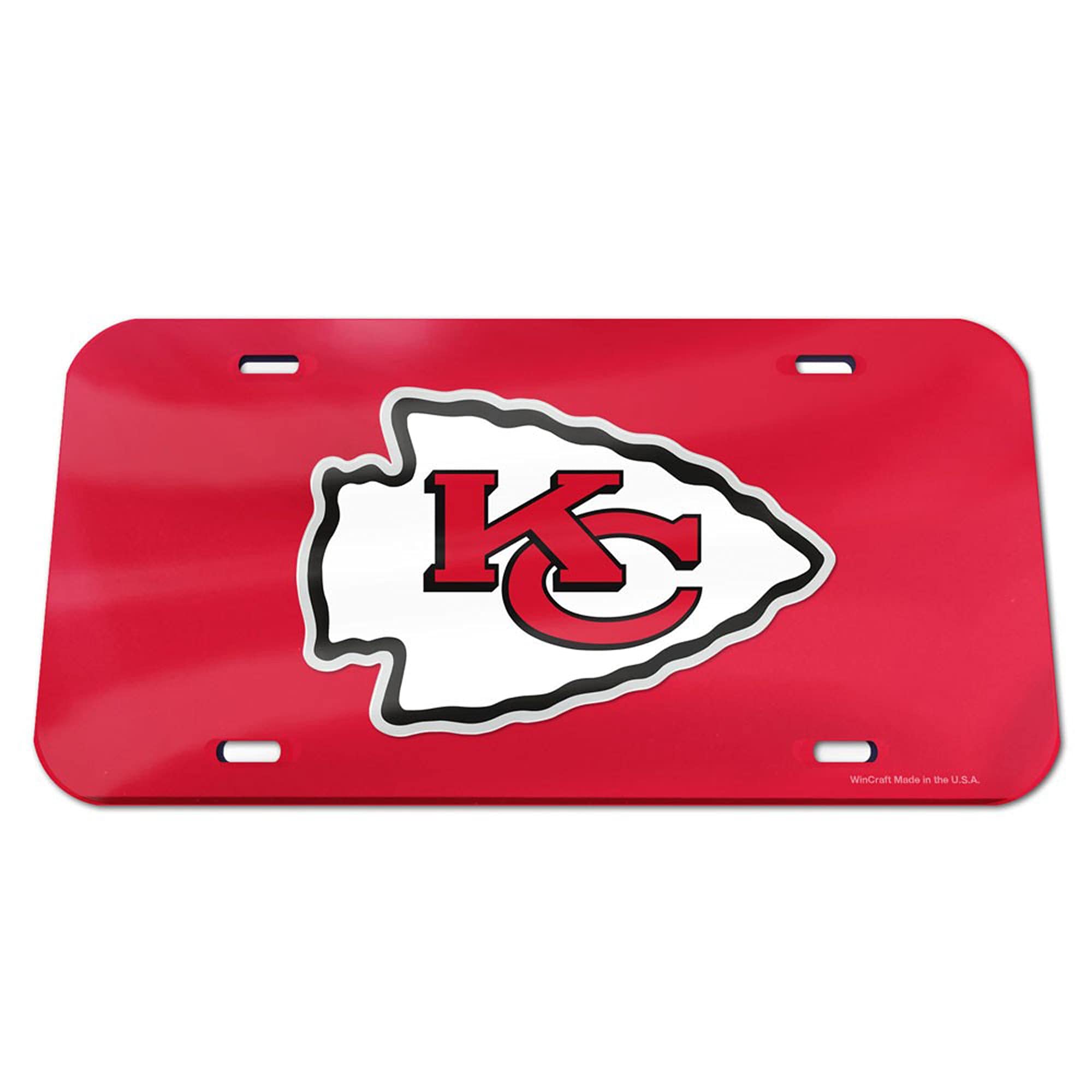 WinCraft NFL Kansas City Chiefs Crystal Mirror Logo License Plate, Team Color, One Size