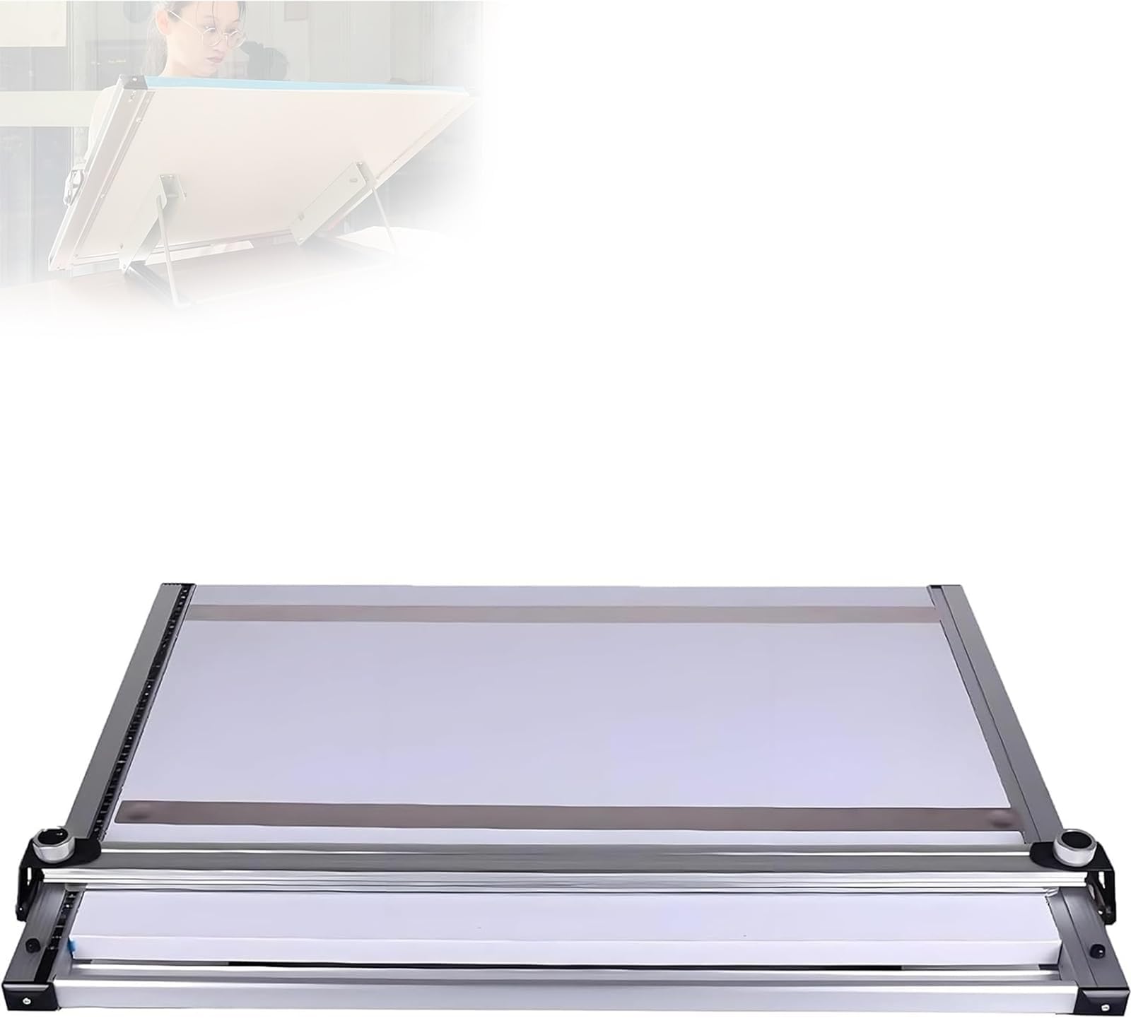 A2 Portable Drafting Board, Magnetic Drawing Board, 6-Level Tilt Angle, with Parallel Straightedge, Storage Bags, for Students, Architecture, Design Professionals Easy Portability