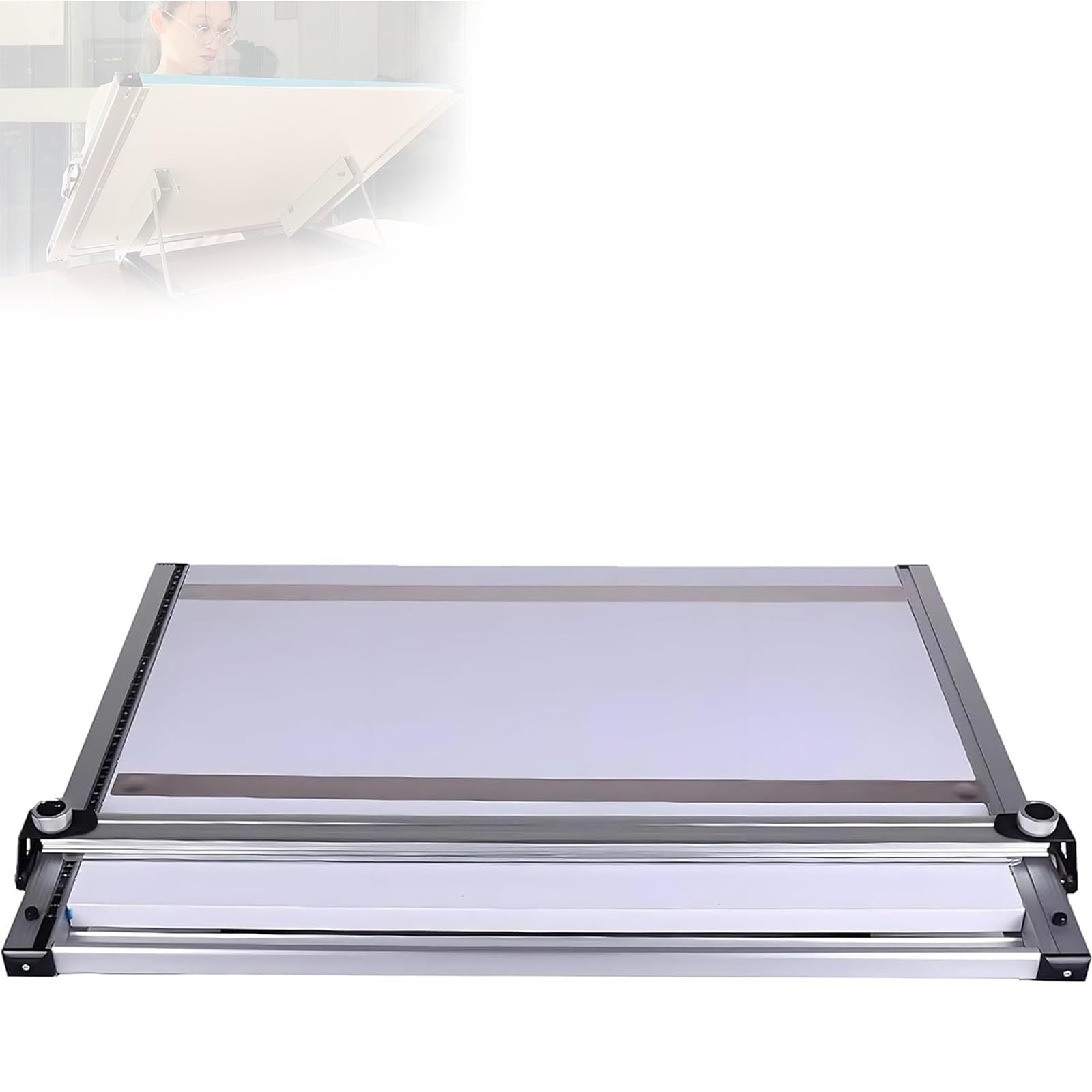 A2 Portable Drafting Board, Magnetic Drawing Board, 6-Level Tilt Angle, with Parallel Straightedge, Storage Bags, for Students, Architecture, Design Professionals Easy Portability