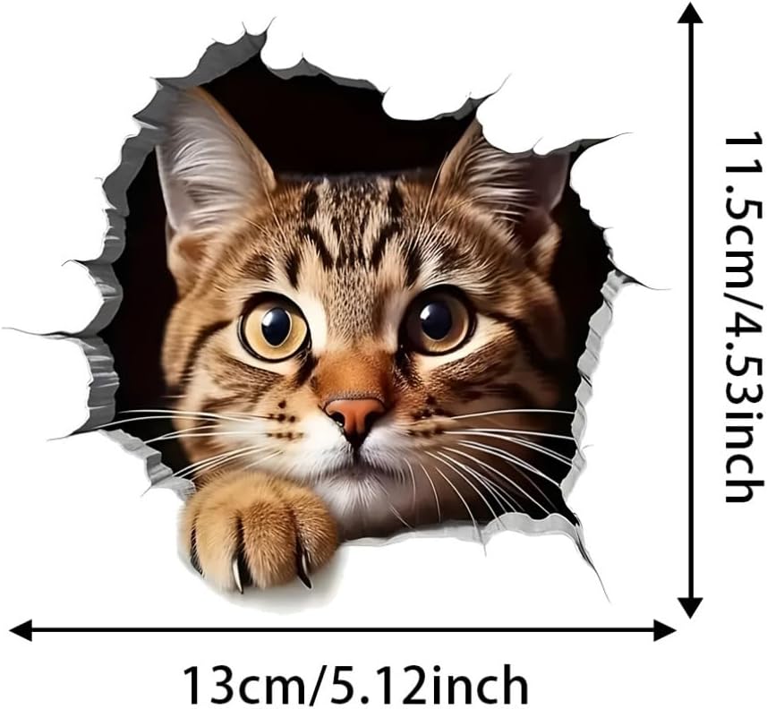 2pc Kitten Peeking Car Sticker 5.12''x4.53''- Scratch-Resistant PVC Material, Suitable for Vehicles, Laptop, Window, Wall, Fun Bumper and Body Decoration, Cat Accessories | CZ01 - Image 2
