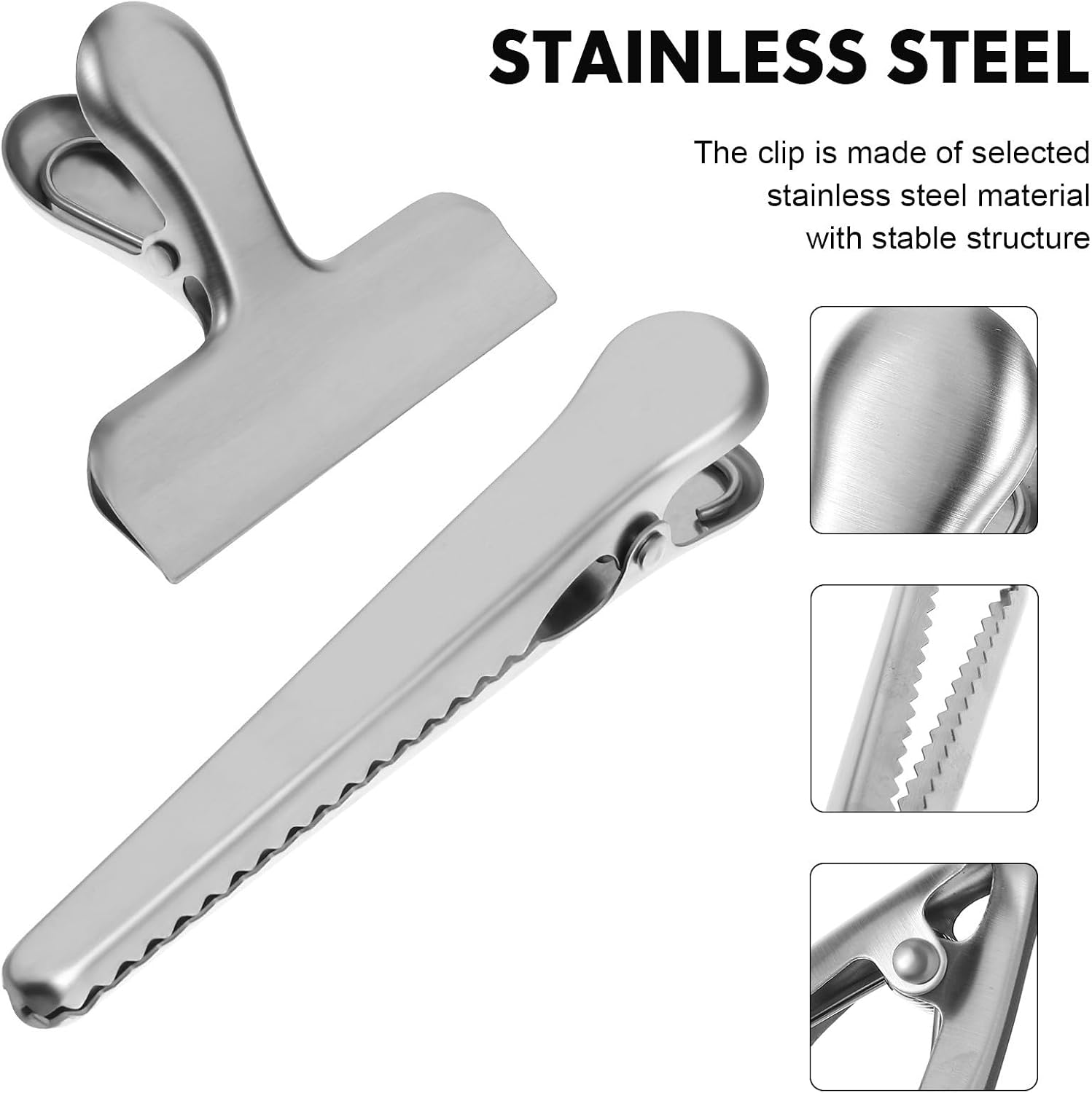 10 Pcs Stainless Steel Food Bag Clips for Refrigerator Food Bags and Bills Sturdy Snack Sealing Clips that Seal Tightly and Resist Deformation