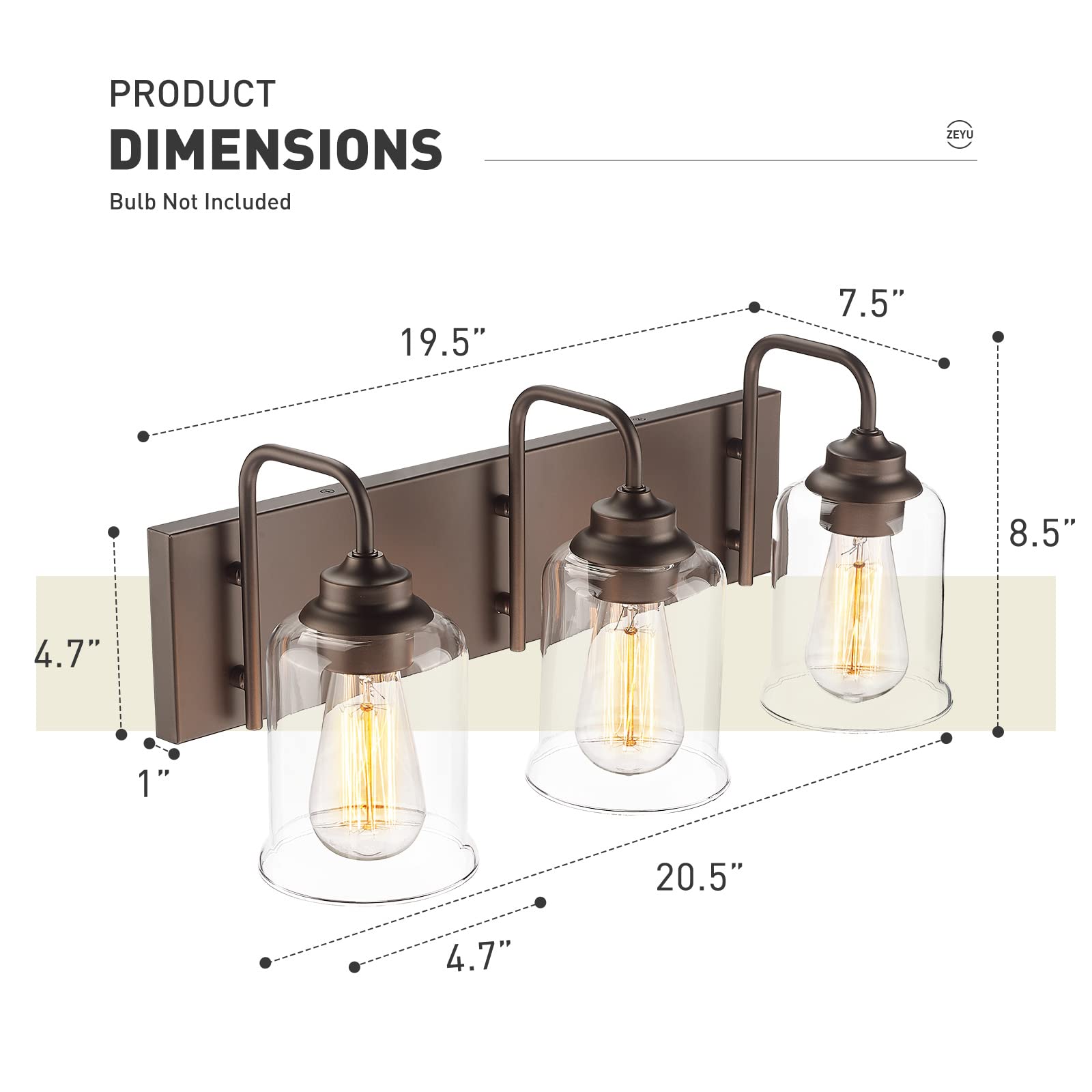 置物 green light zeyu 20.5 Inch Farmhouse Bathroom Vanity Light Fixtures, 3