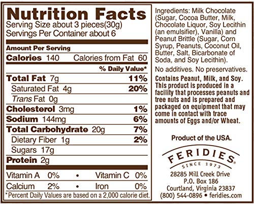 Miniatura 2 de FERIDIES Frágil de maní cubierto de chocolate con leche - lata de 9 oz