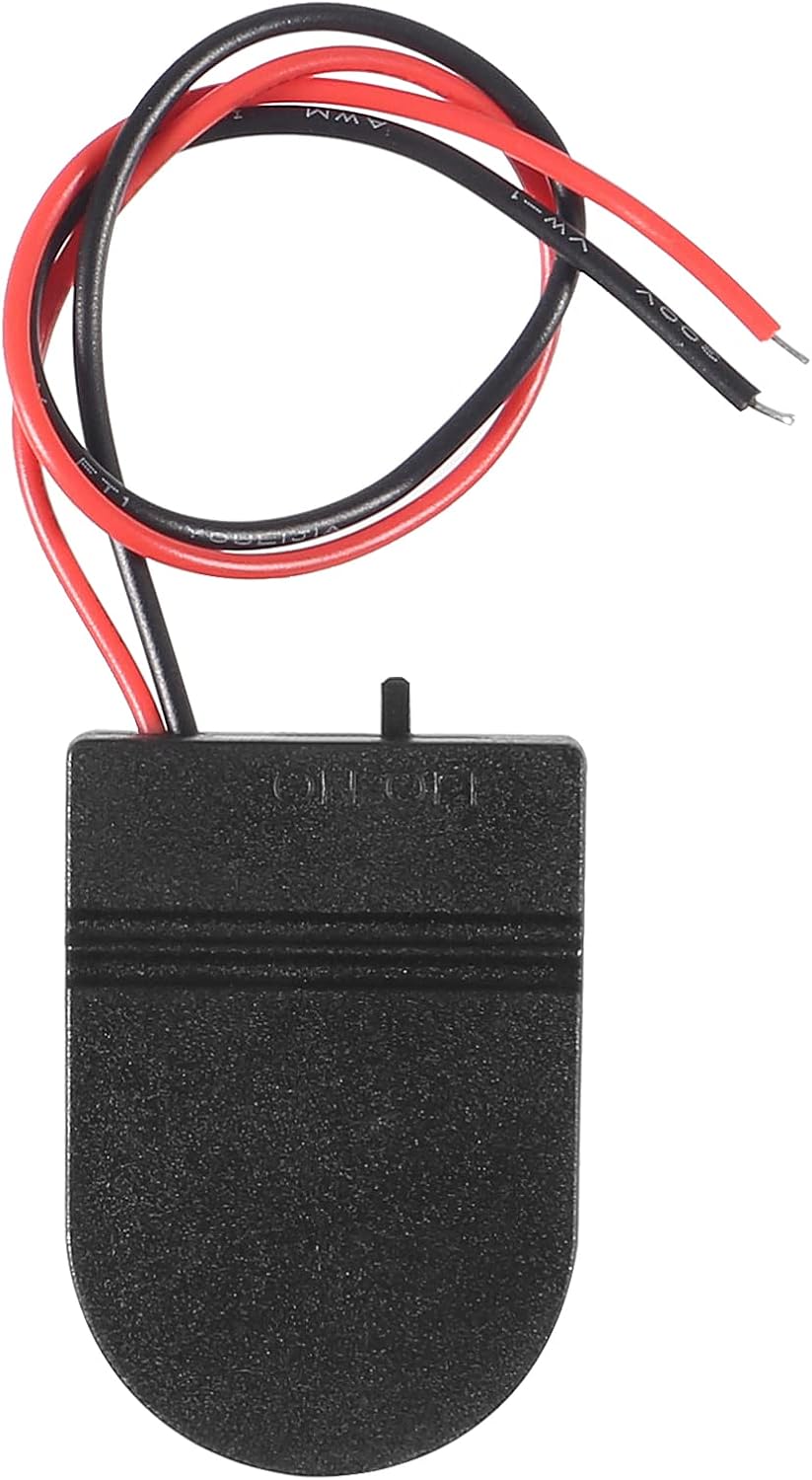 12PCS 1X 3V CR2032 Battery Holder Coin Button Cell Battery Holder Case with ON/Off Switch Lead Wire Type (Black)