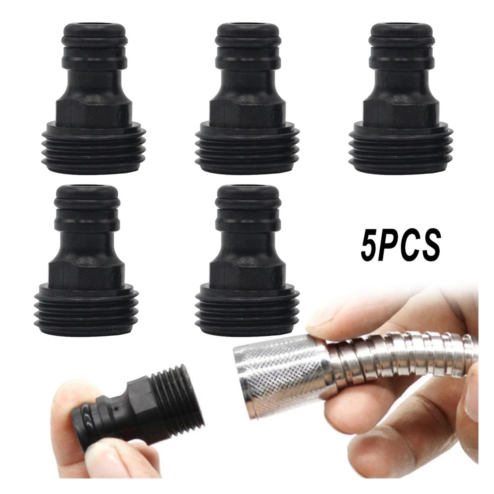 Adaptador de grifo roscado de 1/2" de acoplamiento rápido de plástico, 5 unidades | Accesorios rápidos de plástico para accesorios de tuberías de agua de jardín.