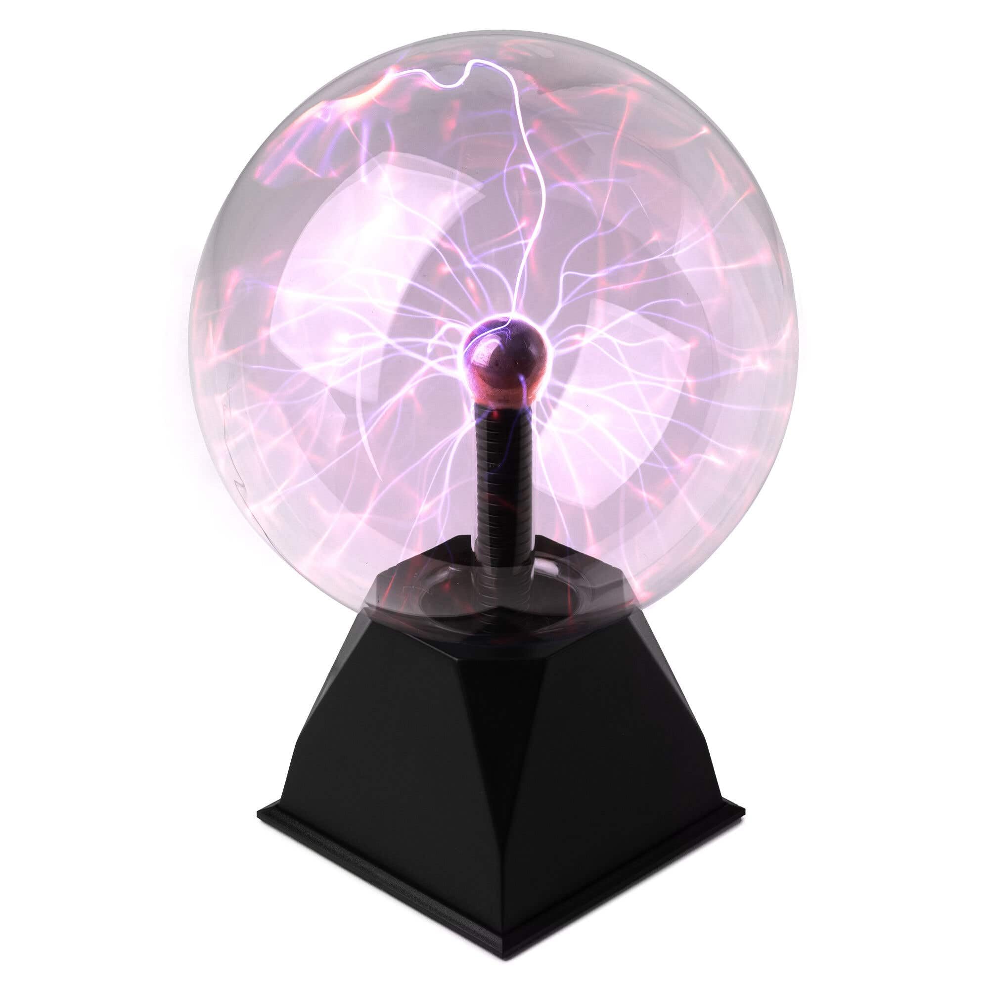 MAX PLB20 - Bola de plasma decorativa. Lampara mágica táctil con efecto fascinante con relámpagos que llegan hasta la punta de los dedos al tocarlos - Vidrio extra grueso