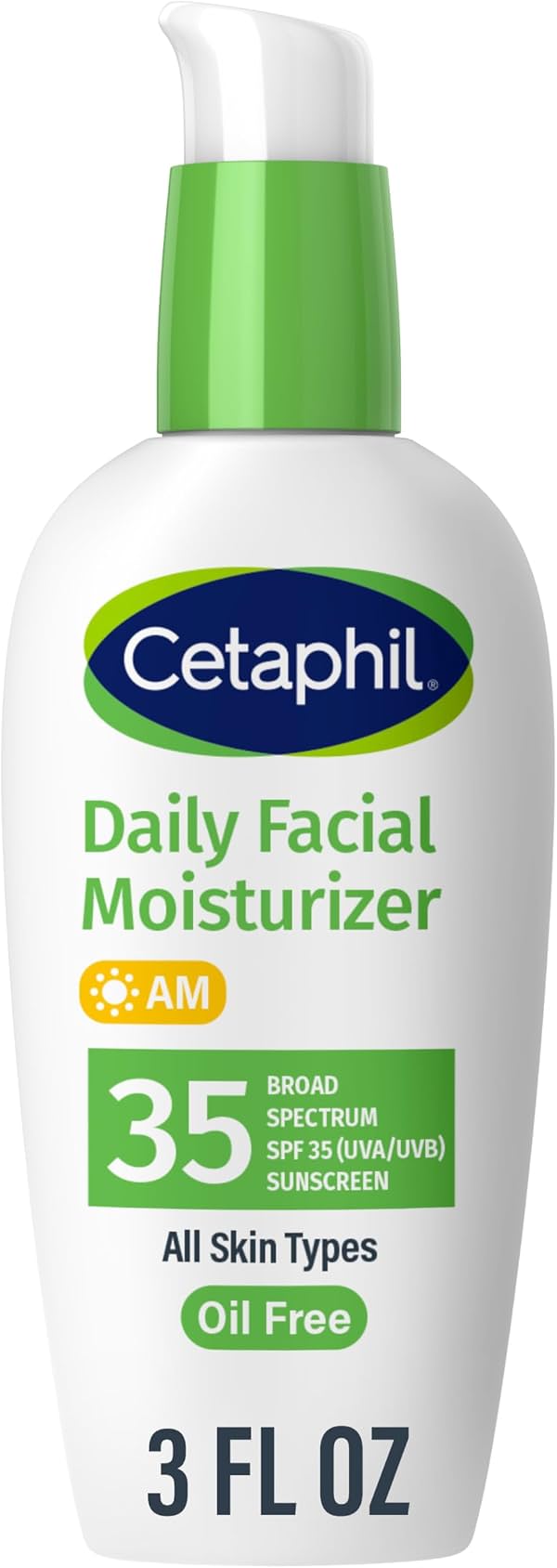 Hidratante Facial Diario Cetaphil Libre de Aceite con Protector Solar, FPS 35, Sin Fragancia, 3 fl oz (88 ml) | Hidratante Diario FPS 35, Sin Fragancia, No Comedogénico, Piel Seca a Mixta Grasa, Cuidado de la Piel Recomendado por Dermatólogos