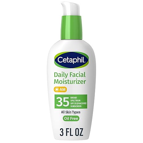 Cetaphil Face Moisturizer, Daily Oil Free Facial Moisturizer with SPF 35, For Dry or Oily Combination Sensitive Skin, Fragrance Free Face Lotion