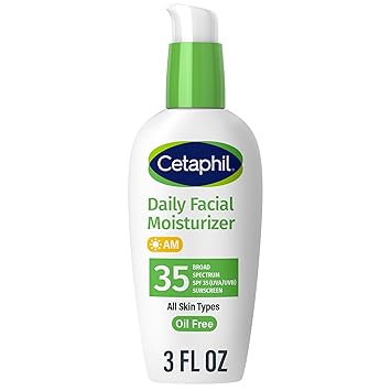 Cetaphil Face Moisturizer, Daily Oil Free Facial Moisturizer with SPF 35, For Dry or Oily Combination Sensitive Skin, Fragrance Free Face Lotion