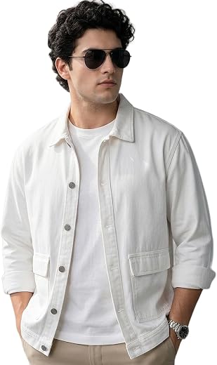 Urbano Plus Men's Relaxed Fit Full Sleeve Utility Denim Jacket