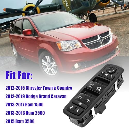 Miniatura 2 de Interruptor de elevalunas eléctrico delantero izquierdo del lado del conductor con doble botón automático, compatible con Chrysler Town & Country