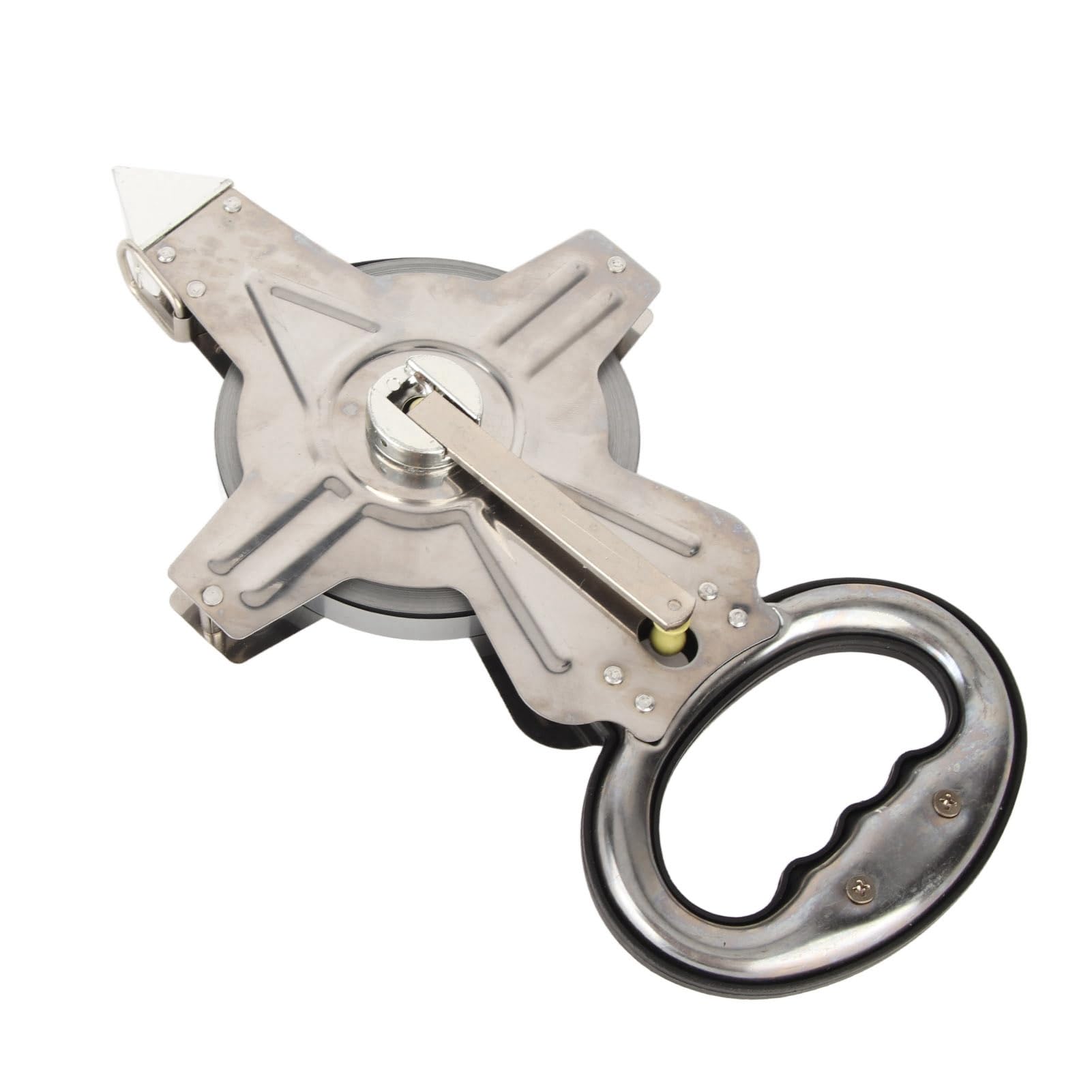 Cinta métrica retráctil de acero inoxidable de 50 m, herramienta de medición métrica, diseño ergonómico con escalas claras, ideal para la medición en construcción, ingeniería y muebles.