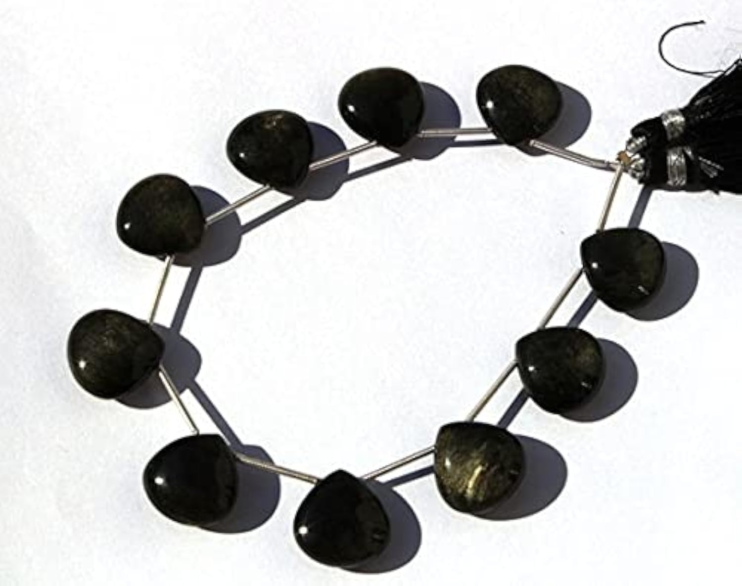 Obsidienne dorée briolette coeur 15mm LKBEADS perle pierre naturelle