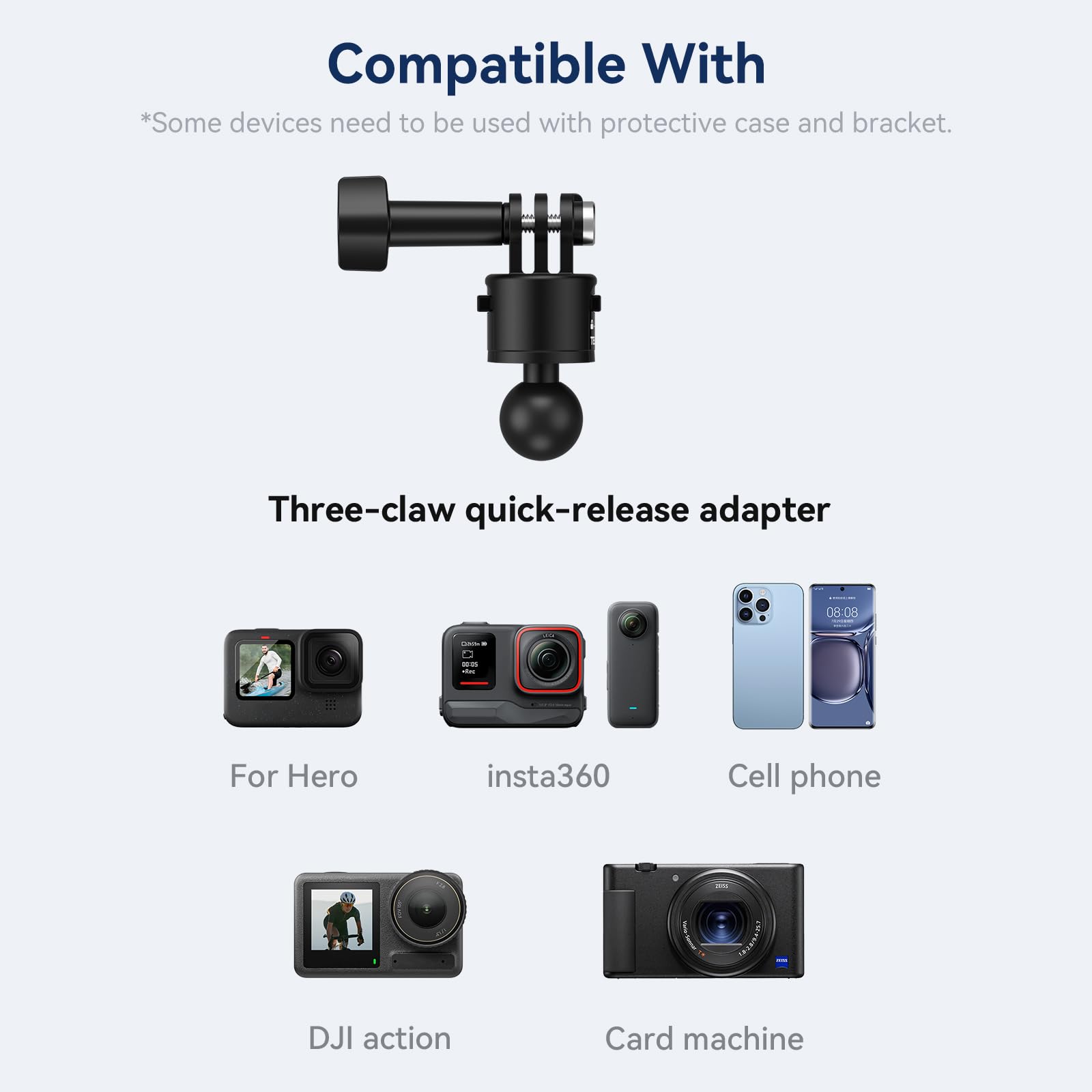 TELESIN° S2 Quick Release Clamp Bike Mount Motorcycle Handlebar Holder, Roll Bar Tube Clip Mounting Accessories for GoPro13 12 11 Go Pro Max Insta360 X3 X4 X5 Ace Pro 2 DJI Action 6 5 4 Pocket 3/4 4