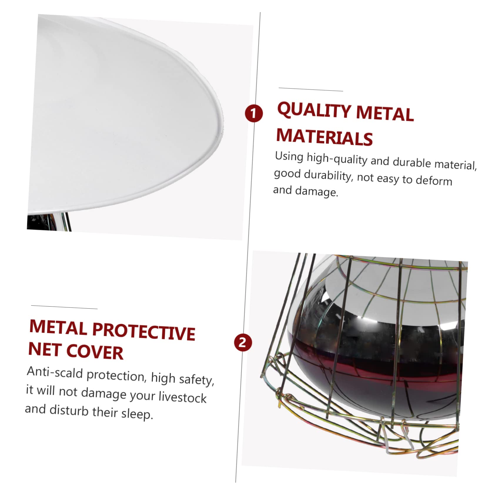 Lampada Riscaldante per Rettili e Bestiame in Metallo Copertura a Rete, 250w Luce Rossa, Alta Efficienza Termica per Gabbie Animali Domestici e Incubatrici Colore Casuale