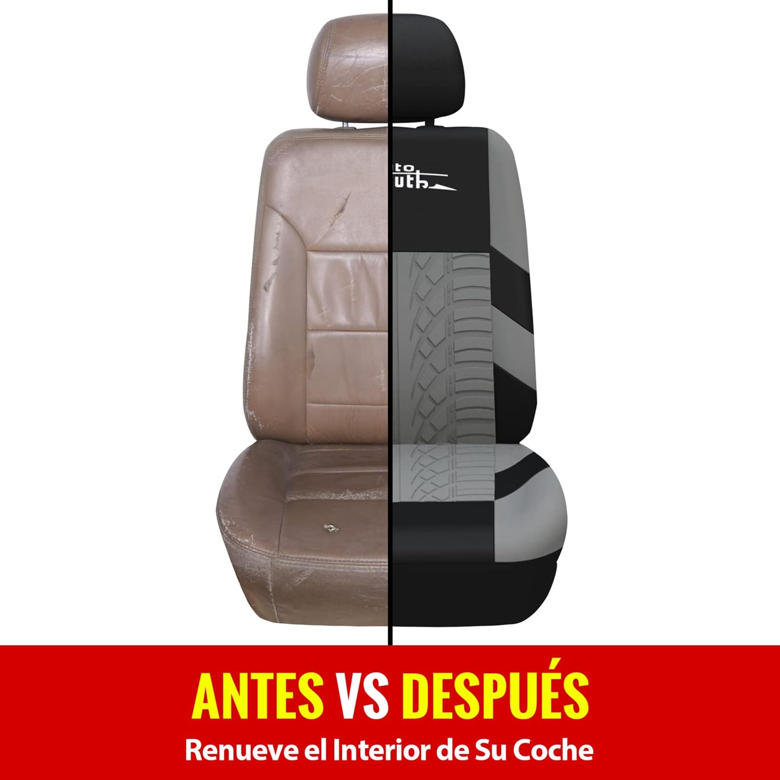 AUTOYOUTH Funda de Asiento de Coche Ajuste Universal Juego Completo de Fundas Protectoras para Asientos Coche Pistas de Neumáticos Accesorios de Asiento de Coche, Gris