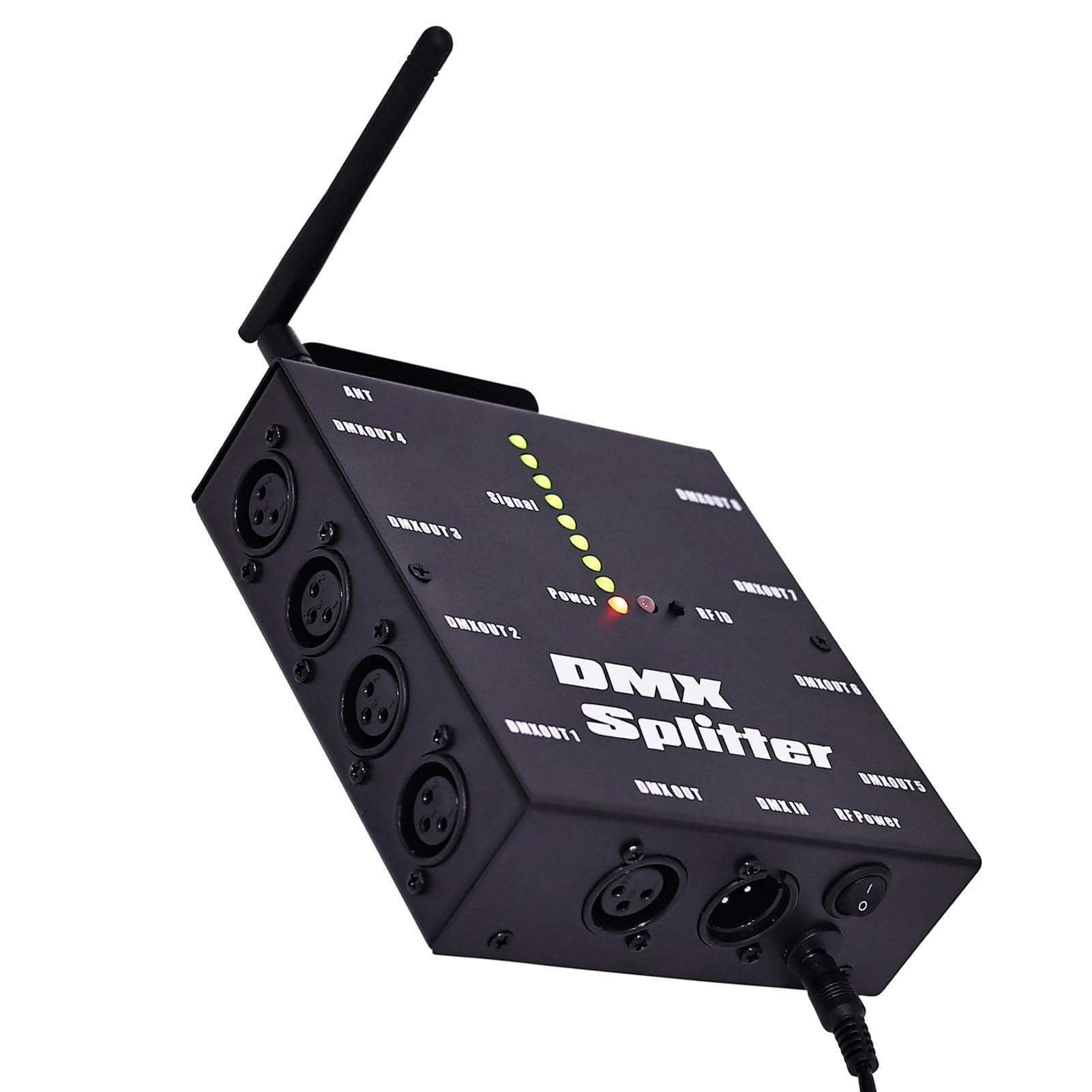 Marhynchus Distributore Amplificatore di Segnale Wireless Splitter di Segnale di Uscita a 8 per Controller di Luce con Spina XLR a 3 Pin per Illuminazione di Nozze con Barra Luminosa (Spina europea)