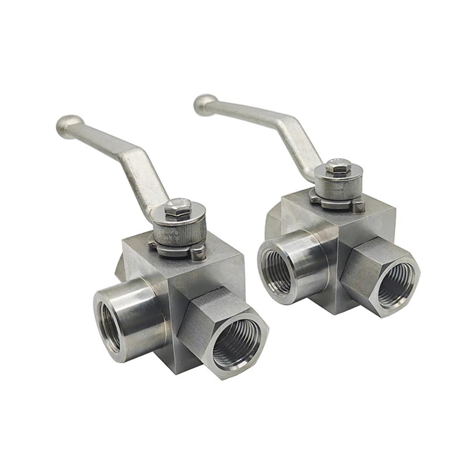 Válvula de Bola 3 vías Alta presión Acero Inoxidable Tipo L Hilo Femenino 1/4 "3/8" 1/2 "3/4" 1 "válvulas Agua con Interruptor hidráulico | Válvula(1/2")