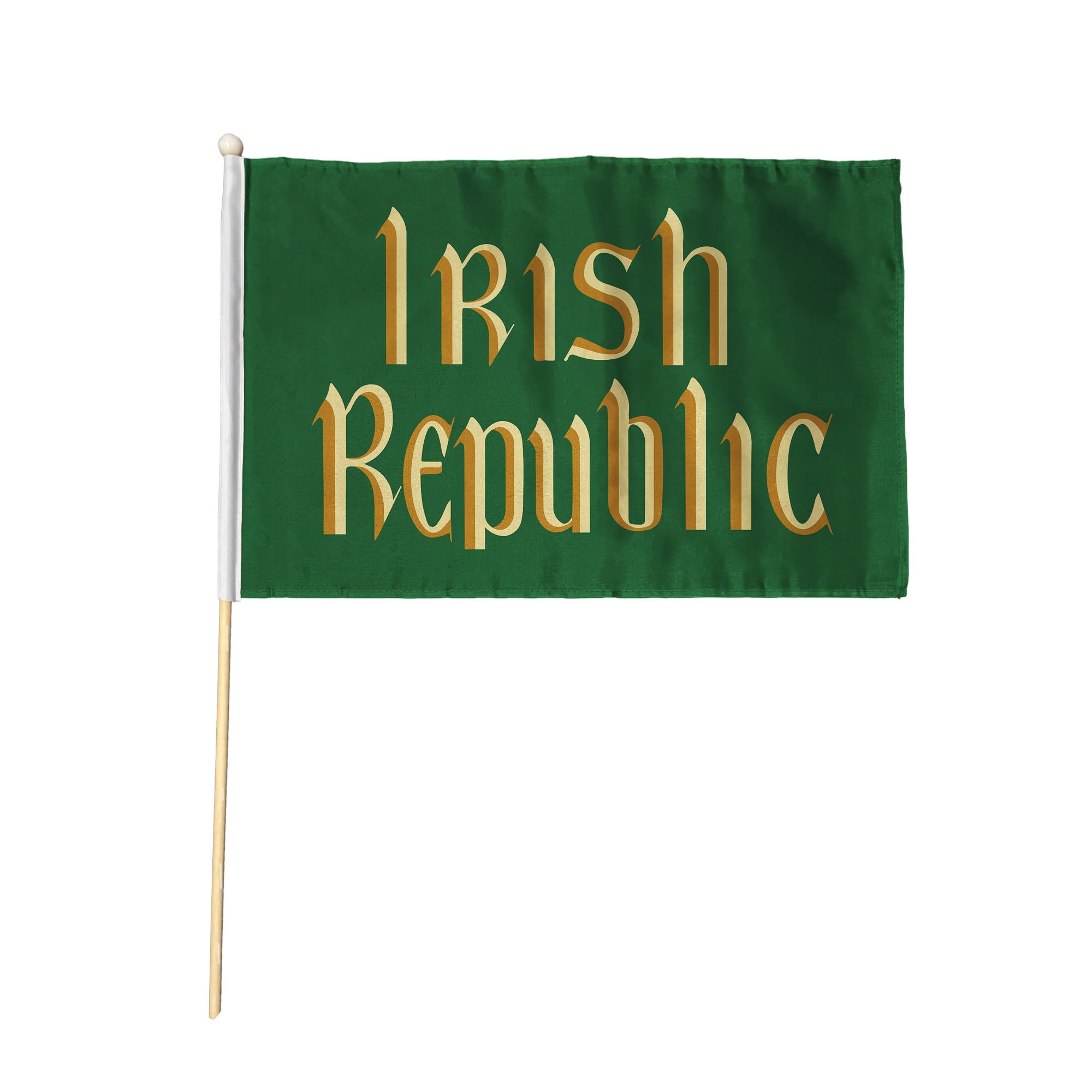 Flagtex Easter Rising 1916 Irish Republic Pack of 12 Hand Waving Flag (9x6 Inch) - Premium Wooden Stick Irish Independence Flag Big Size Natural Wood Pole Republican Heritage Dublin GPO Revolution โ image 1
