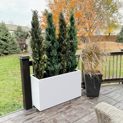 GZLVSOW Metal Heavy Planter Box 32" L x 15" W x 24" H White Metal Rectangular Outdoor Planter with Removable Insert Shelf for Outside, Indoor, Garden (White, 32 * 15 * 24) by GZLVSOW - Used condition - Image 4