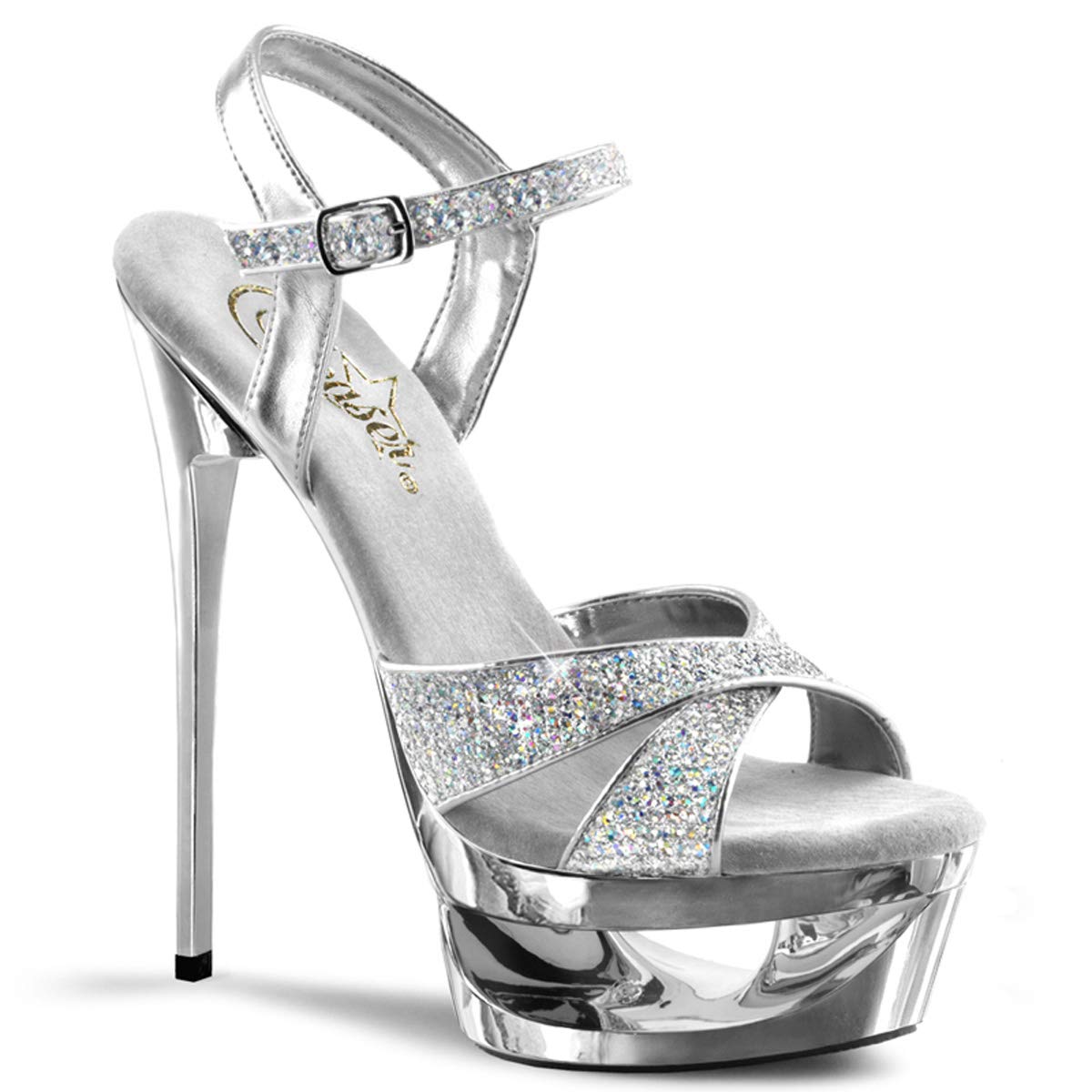 Pleaser, Sandali Donna, Gold Multi Gltr/Gold Chrome, 35