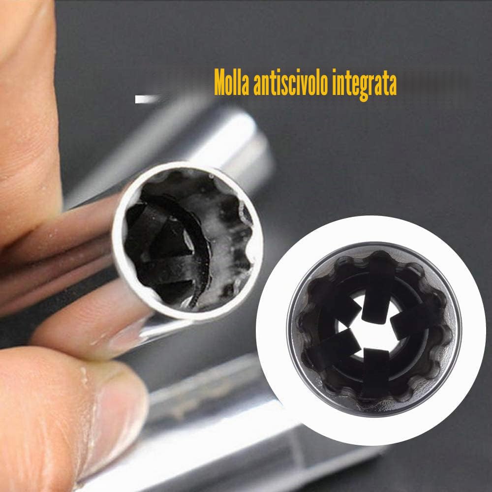 YunBey Universale Impugnatura a T Chiave Candela, 14mm/16mm Chiave a Bussola con Parete Sottile per Strumento di Rimozione della Candela