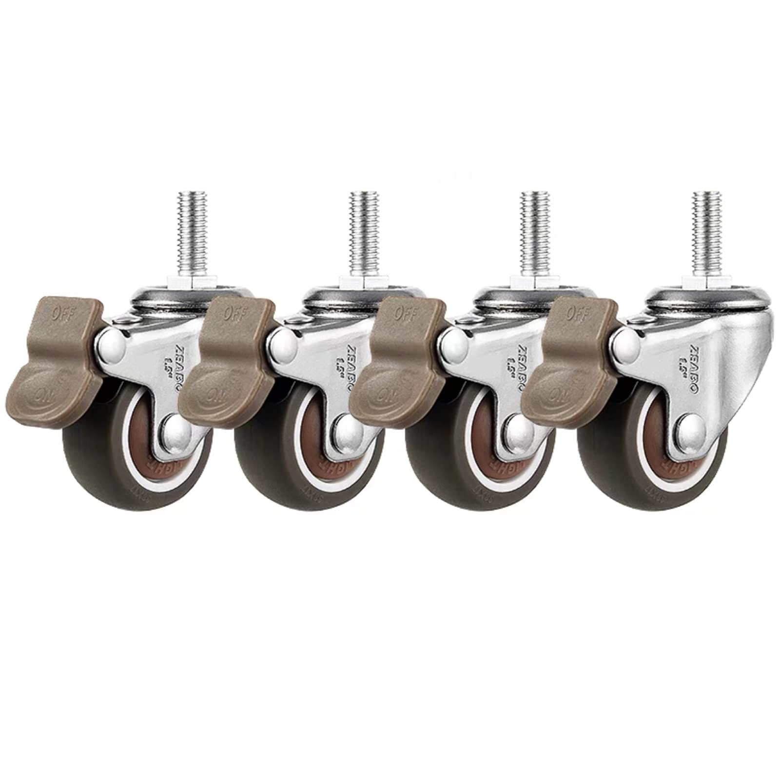 Roulettes pivotantes M8 caoutchouc TPE petit diametre 38mm pour chariot de courses