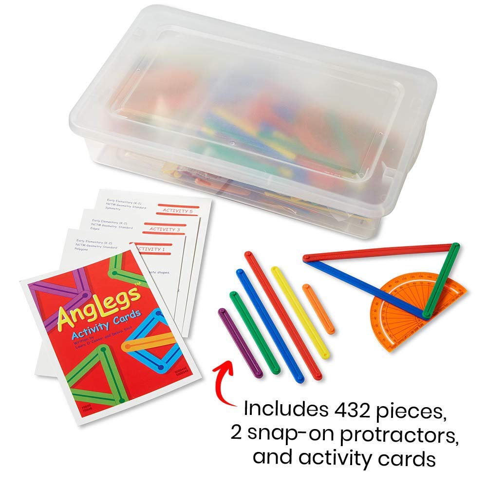 hand2mind AngLegs Classroom Kit with Protractors, Explore Angles, Shapes, and Geometry, Triangle