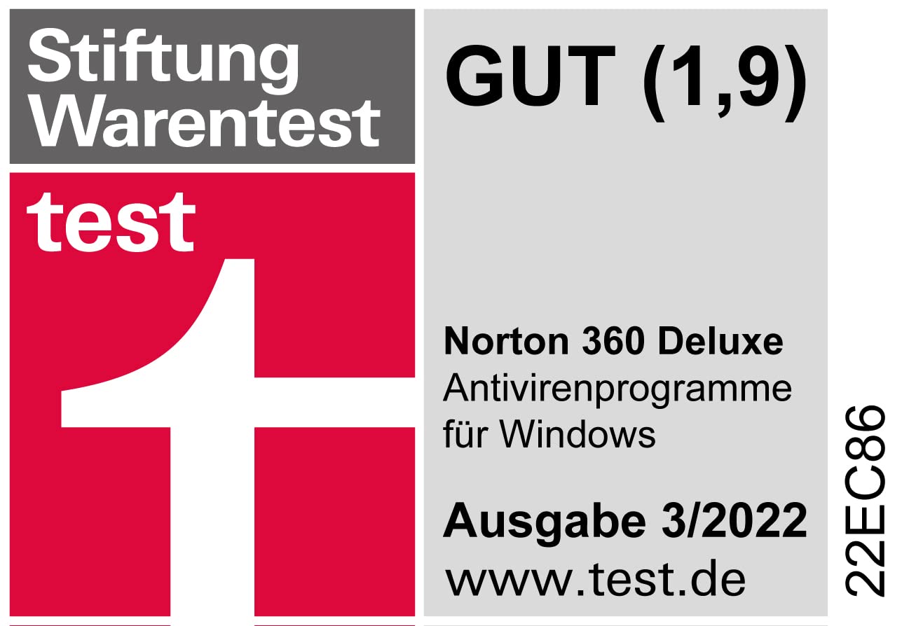 Norton 360 Deluxe 3 Geräte / 1 Jahr | Antivirus | Internet Security | Secure VPN | Passwort-Manager | Firewall | PC/Mac/Android/iOS | Aktivierungscode per Post