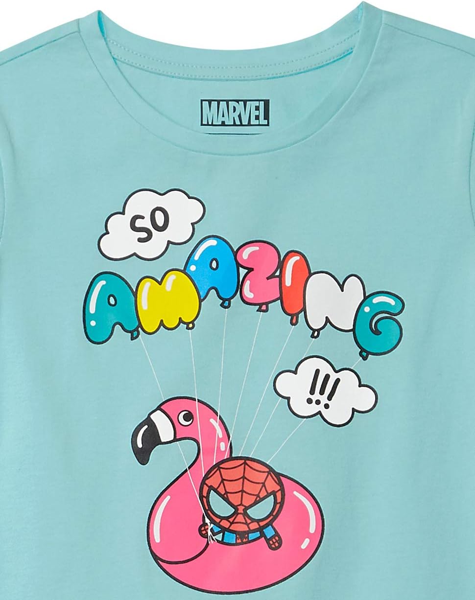 Amazon Essentials Disney | Marvel | Star Wars | Frozen | Princess Girls and Toddlers' Short-Sleeve T-Shirts, Multipacks - Image 3