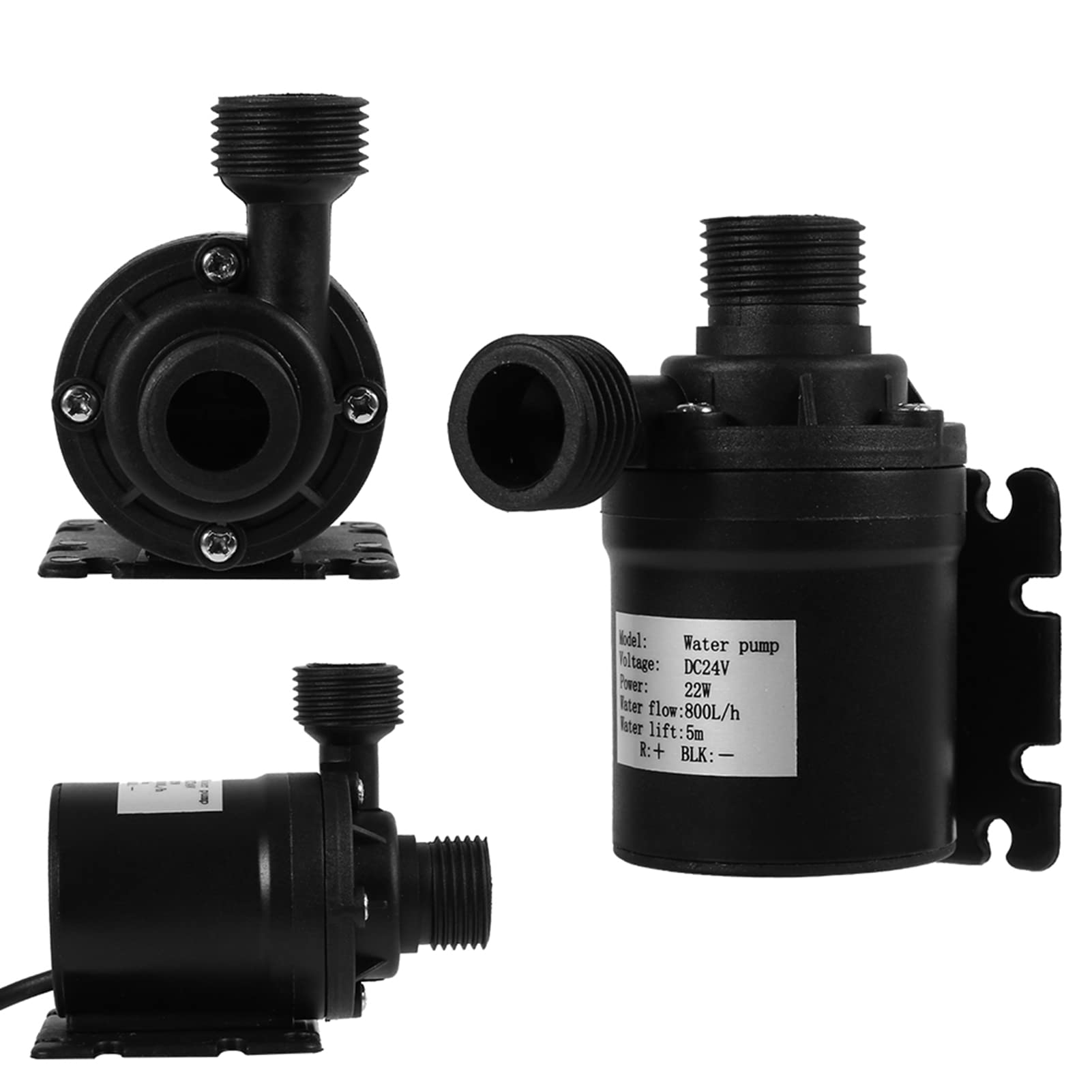 Wasserpumpe DC 24V Brushless Tauchwasserpumpe 22W 800L/H, Aquarium Pumpe Wasser Förderhöhe 5M, Schmutzwasserpumpe für Gärten, Aquarium, Teich, Wasserspiel, Brunnen, Pool and Regentonne (Schwarz)