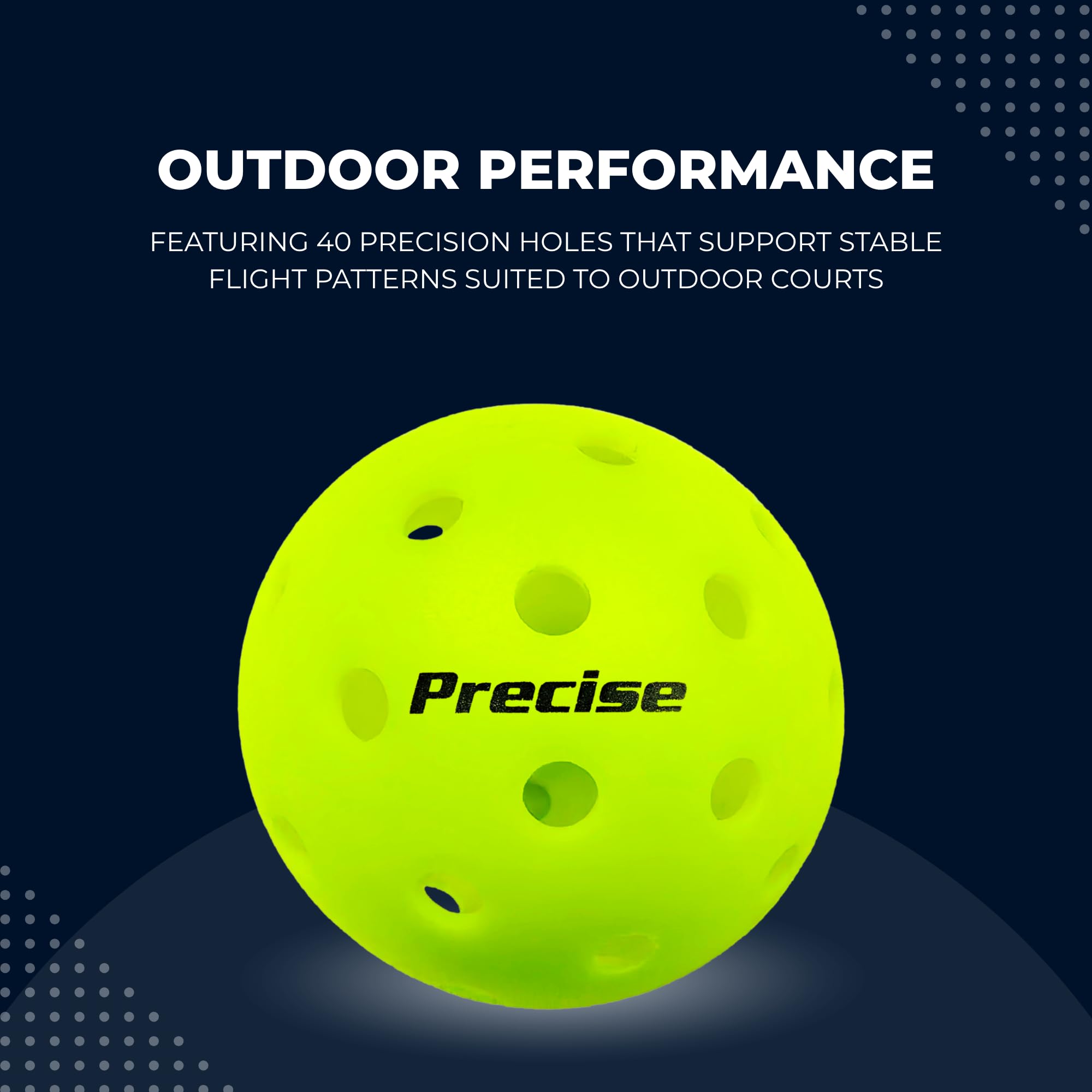 PRECISE Pickleball Balls - Outdoor A 40 Modell mit 40 Löchern - USAPA zugelassen - Langlebiges Flugdesign