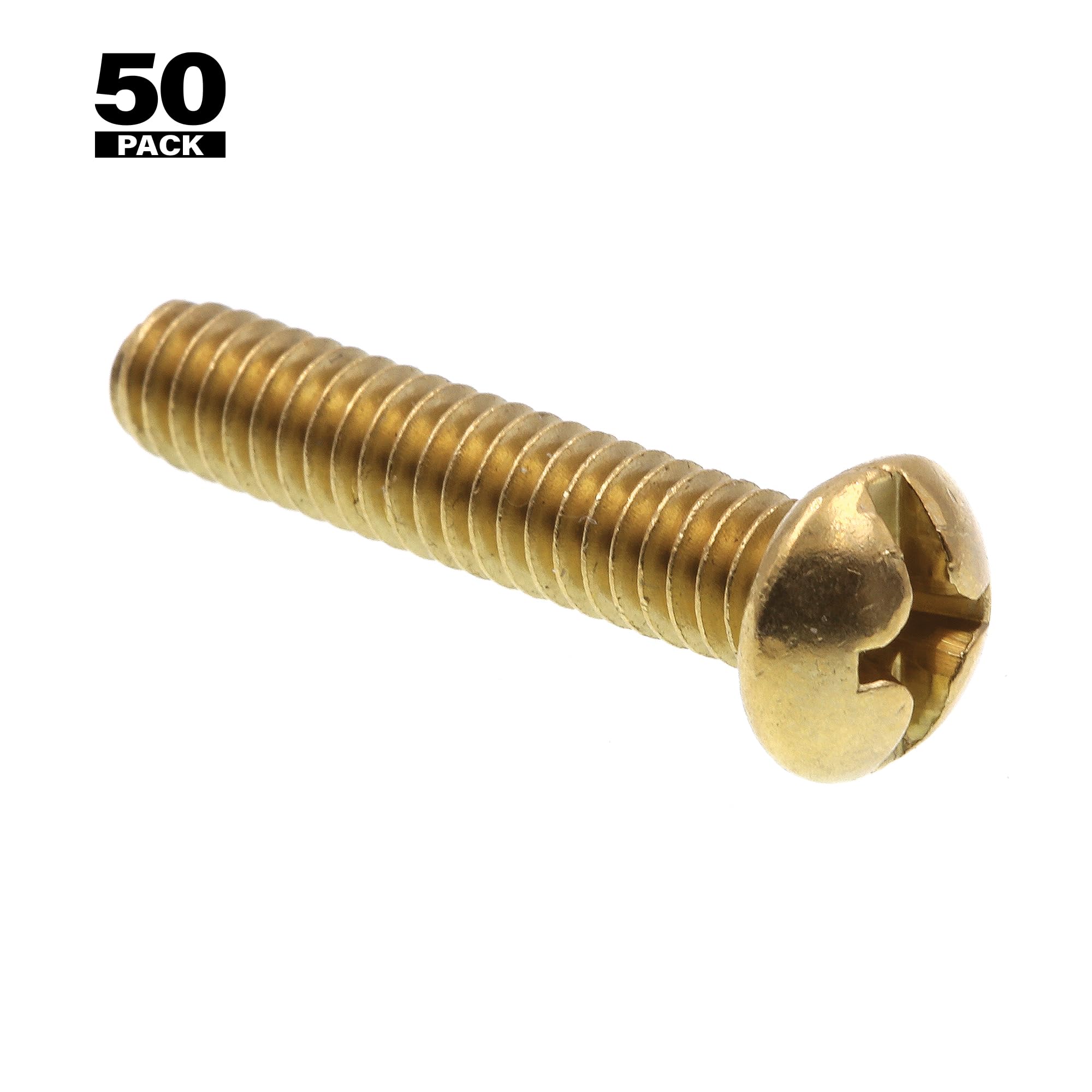 Fastenere 50 Viti Testa Tonda Ottone Massiccio 6-32 X 1-1/4" Fessurate