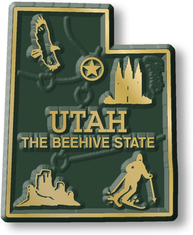 Utah Small State Magnet by Classic Magnets, 1.5" x 1.9", Collectible 3D Rubber Vintage-Style Souvenirs and Gifts Made in the USA
