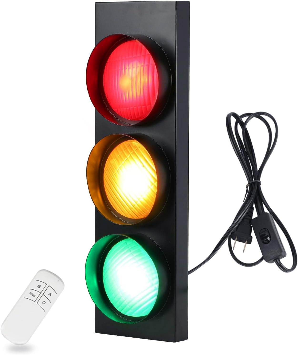 HOMIER Traffic Light Wall Lamp, Retro Style Traffic LED Lamp with Remote Control, Fun Room Traffic Stop Light Decor for Children's Day, Classroom, Kids Bedroom, Living Room, Club, Bar, Pub