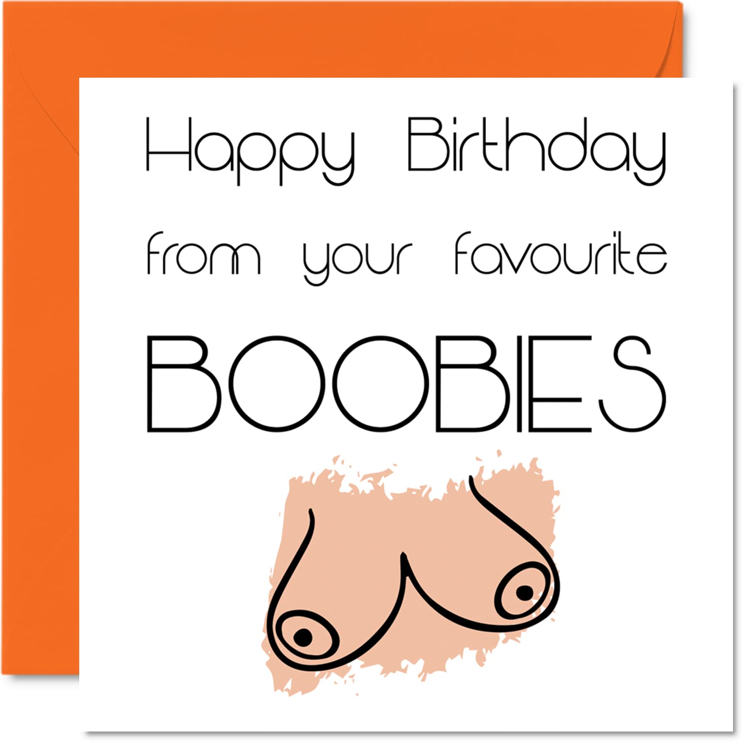 Funny Birthday Cards for Boyfriend Fiance or Husband - Favourite Boobies - Joke Happy Birthday Card from Wife Partner, Banter Gifts, 145mm Rude Humour Offensive Greeting Cards