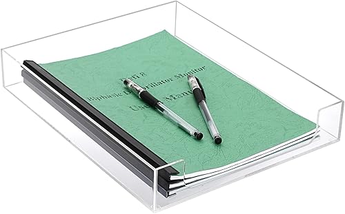 Miniatura 8 de BTSKY Bandeja multiusos A4 para archivos, organizador de acrílico transparente, elegante, tamaño carta, documentos, revistas, archivos, cesta