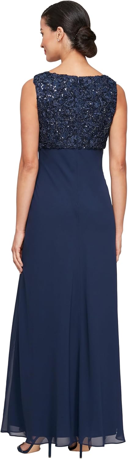 Alex Evenings Womens Long Empire Waist, Two Piece Mother of The Bride Dress with Lace Jacket (Petite and Regular Sizes) - Image 4