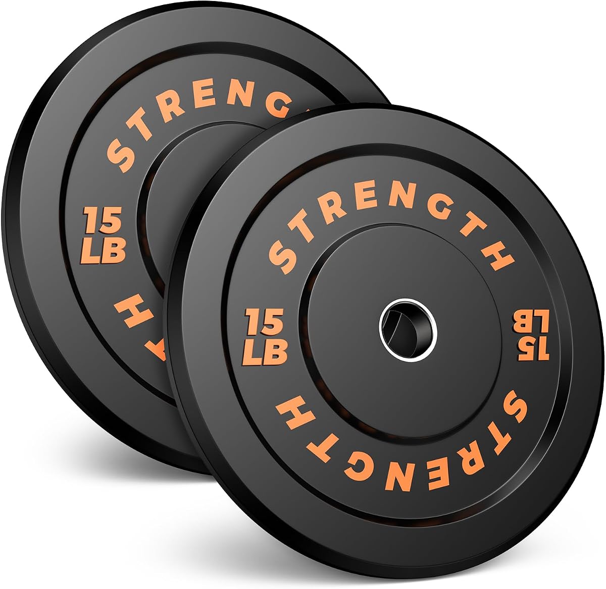 Placas de parachoques olímpicas de 2 pulgadas, 100% caucho virgen, peso con barra de bajo rebote para entrenamiento de fuerza en el gimnasio en casa, 10 lb-45 lb negro con código de colores