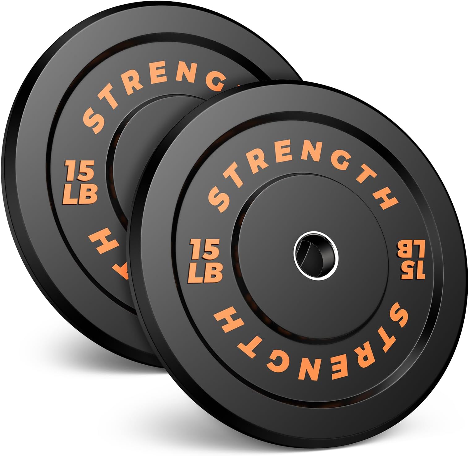 Rendpas 2-Inch Olympic Bumper Plates, 100% Virgin Rubber Low Bounce Barbell Weight Plates for Home Gym Strength Training, 10lb-45lb Black with Color-Coded