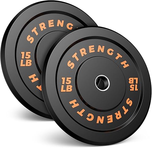 Miniatura 10 de Juego de Pesas Olímpicas de Parachoques de Goma - Placas de Barra de 2 Pulgadas para Entrenamiento de Fuerza en Gimnasio Casero Juego de 160 libras,