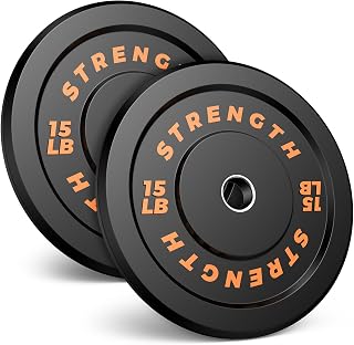 Rendpas 2-Inch Olympic Bumper Plates, 100% Virgin Rubber Low Bounce Barbell Weight for Home Gym Strength Training, 10lb-45lb Black with Color-Coded