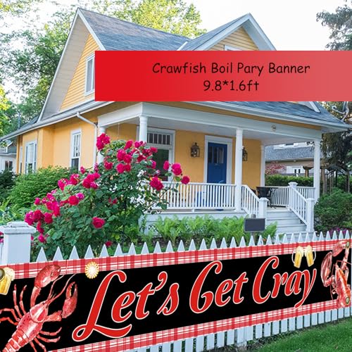 3 Pieces Crawfish Boil Banner 2 Porch Banners 1 Fence Banner Crawfish Decoration Crayfish Party Favor Seafood Boil Party Supplies Lobster Theme Decor - Image 4