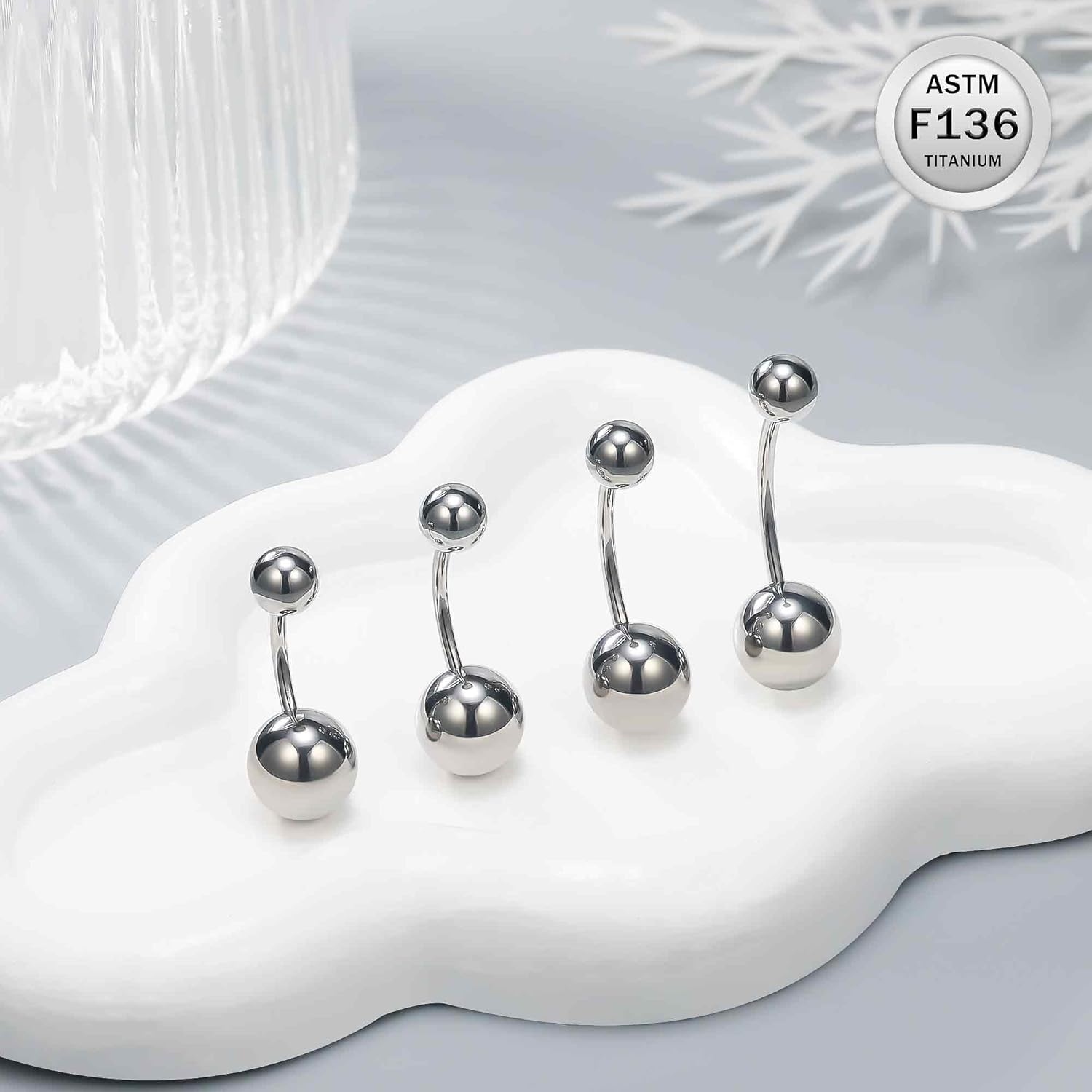 Ruifan ASTM F136 Titanium Belly Button Rings 16G 14G Ball Belly Navel Rings 6mm 8mm 10mm 12mm 14mm Bar Body Piercing Jewelry Navel Ring For Women - Image 6