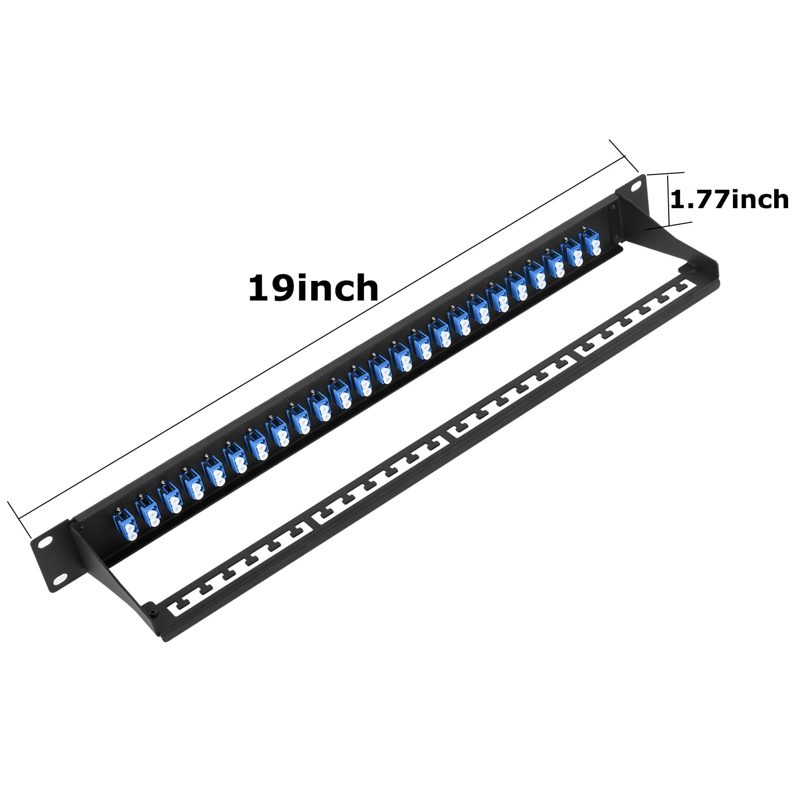 Panneau de brassage en fibre optique 1U avec 48 adaptateurs de fibre optique monomode LC OS2 connecteurs monomode pour racks standard de 48,3 cm, 1 pièce