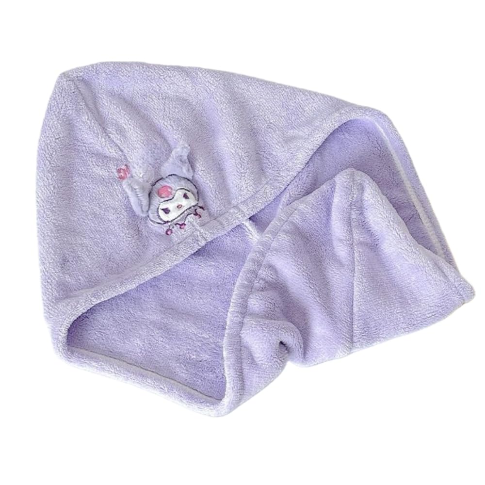 FASHION YO Bath Caps Coral Velvet Quick Dry Head Towel Cap Microfibre Hair Towel For Women and Girls, Absorbent Hair Drying Wrap Towel, Wet Kids Hair Dry Turban Wrap (KURO)