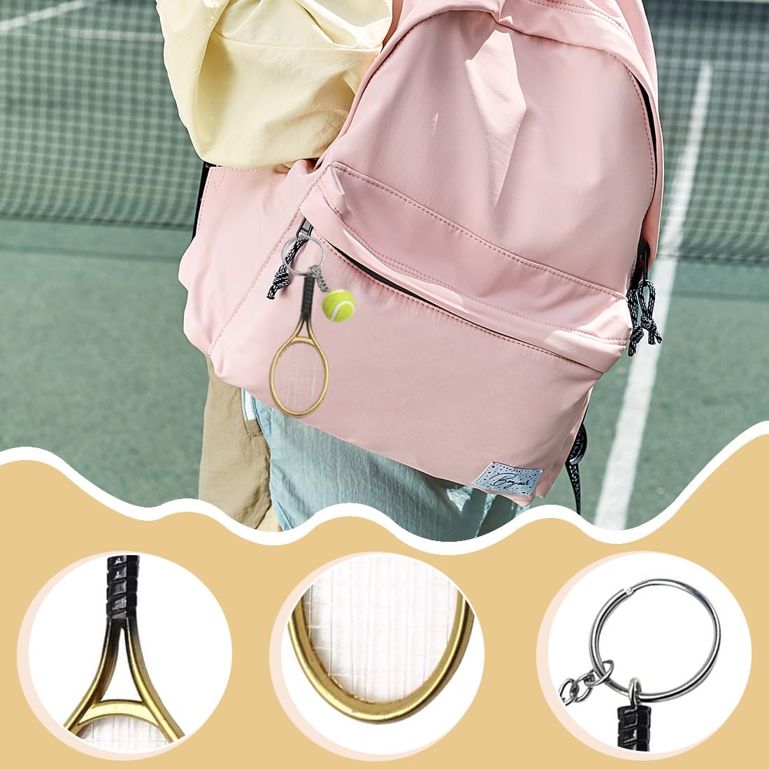 Portachiavi racchetta da tennis, 2 Pezzi Portachiavi per racchetta da tennis Mini portachiavi in metallo portachiavi palla da tennis regalo per portachiavi sport